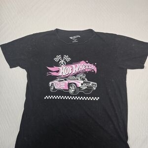 Hot Wheels womans Black and Pink Graphic Tee size large